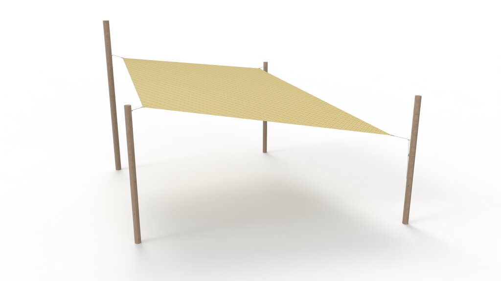 HDPE-Sonnensegel-System 1 Segel (3x3x4x4 m) + 4 Pfosten