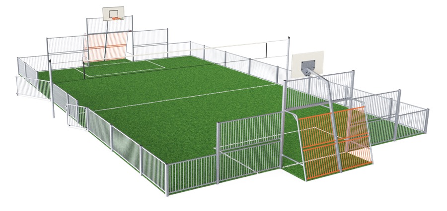 MUGA, 13 x 21 m, Seitenhöhe 1 m, Stahl FRE600601