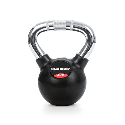 Sport-Thieme Kettlebell „Gummiert mit gerändeltem Chrom-Griff“