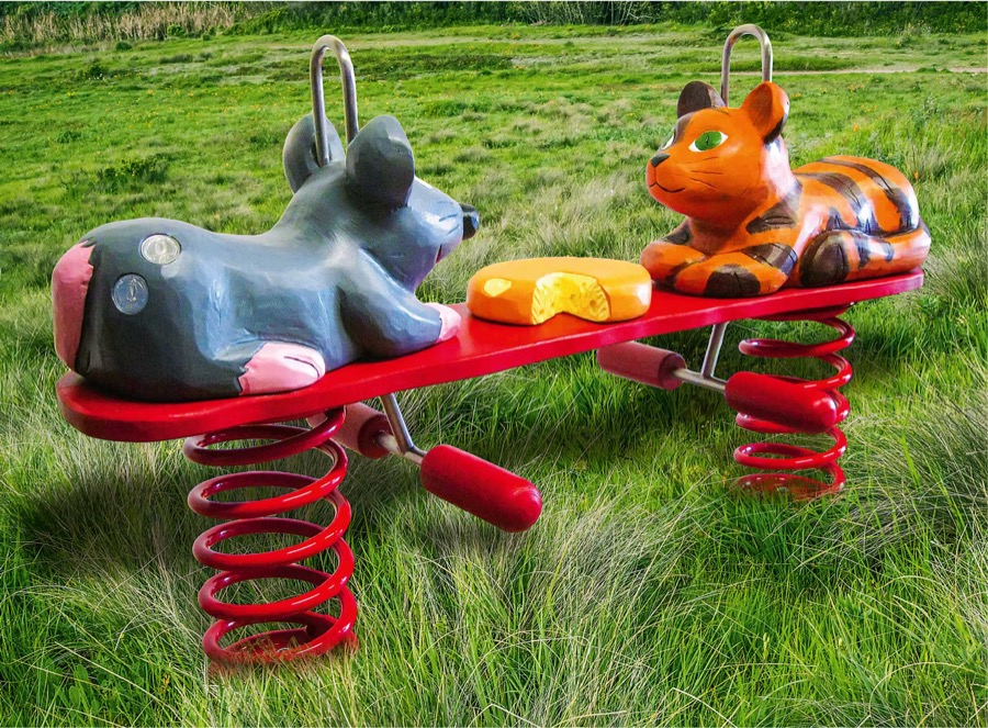 Federwippe Katz und Maus