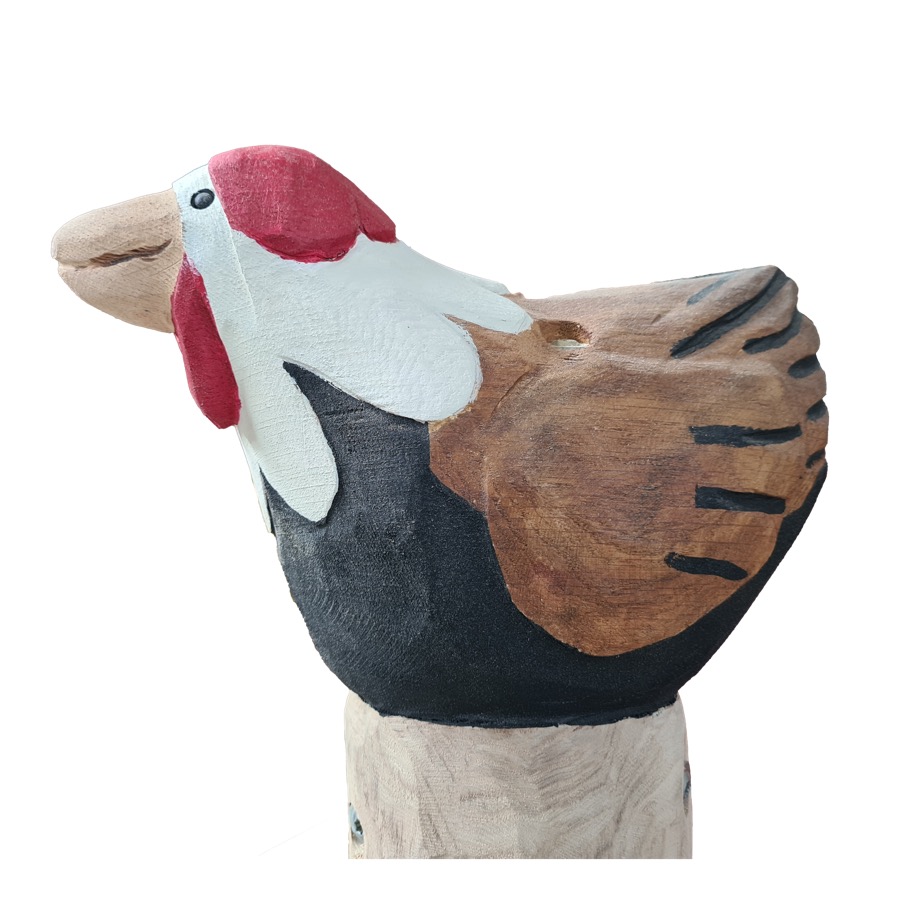Pfostenkopf/Schnitzfigur Hahn 1 -