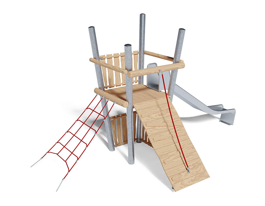 Spielturm-Kombination Stahl/Robinie