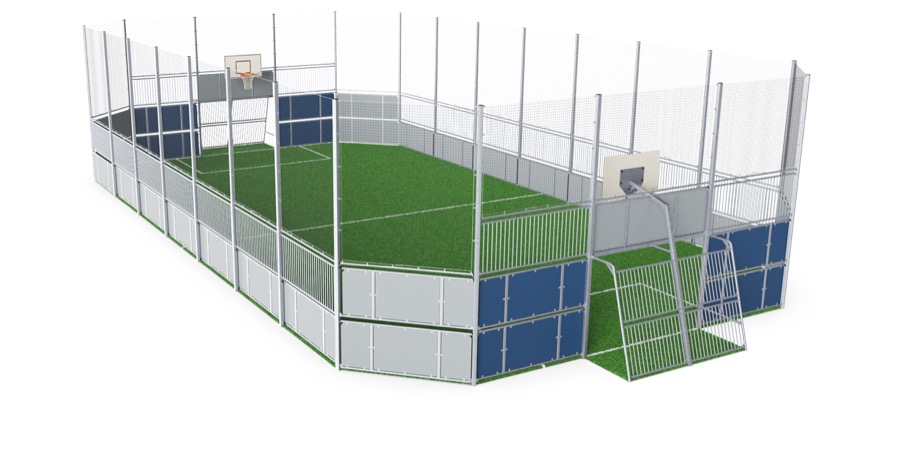 MUGA, 12 x 24 m, Seitenhöhe 5 m; Platten-Design FRE600202