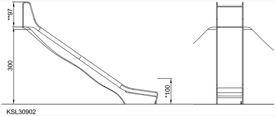 KOMPAN Hangrutsche 3,0m hoch, 1,0m breit