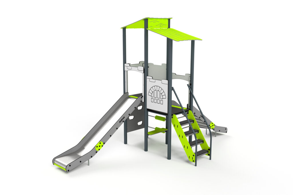 11095 Turm mit Rutschen, Kletterwand und Netz
