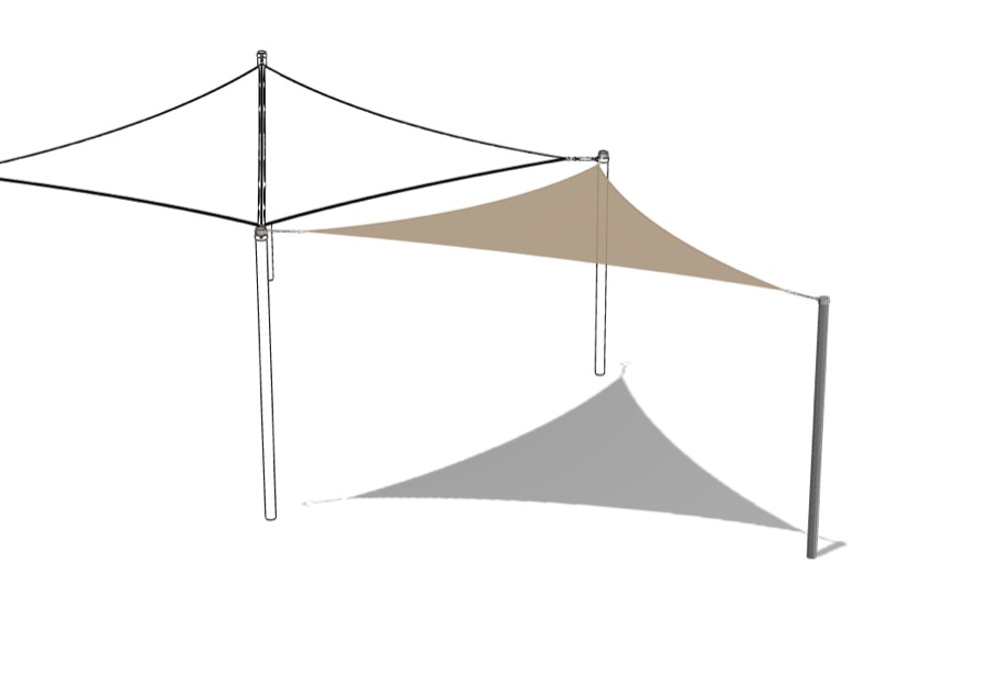 Feststehender/Temporärer Sonnenschutz, 5 x 5 x 5 m