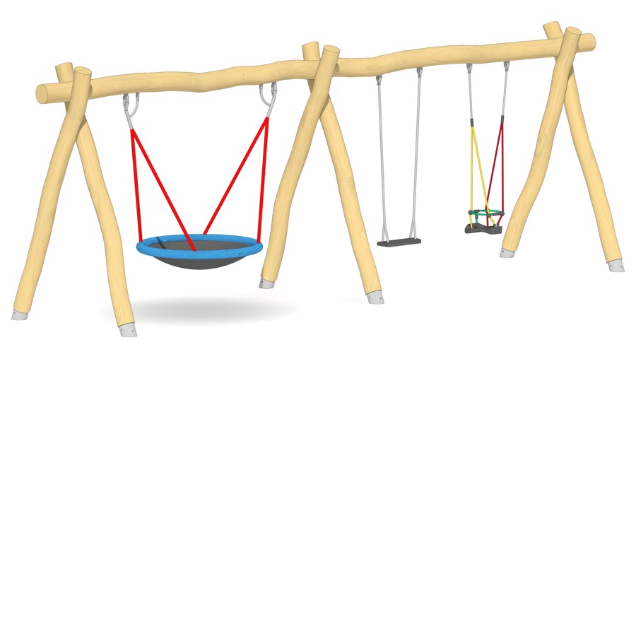 Schaukel-Nestkorb-Kombi 2-fach LH210cm, 1 Kleinkind-Schaukelsitz