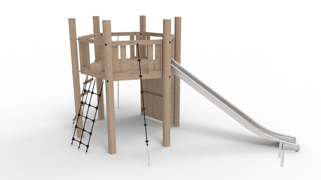 Kletterturm System 6 mit Boden und Rutsche