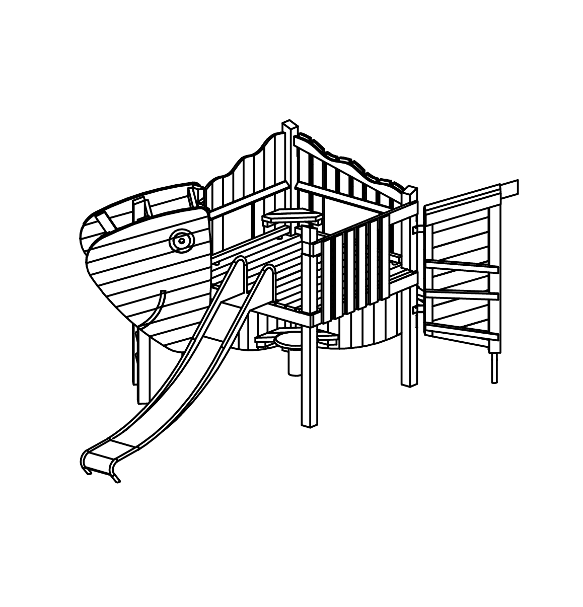Fisch Berta mit Netz und Rutsche
