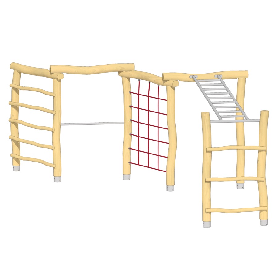 Zick-Zack-Kletterwand 3-teilig mit Hangel