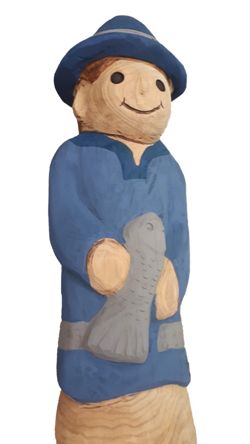 Pfostenkopf/Schnitzfigur Fischer -