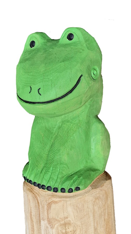 Pfostenkopf/Schnitzfigur Frosch -