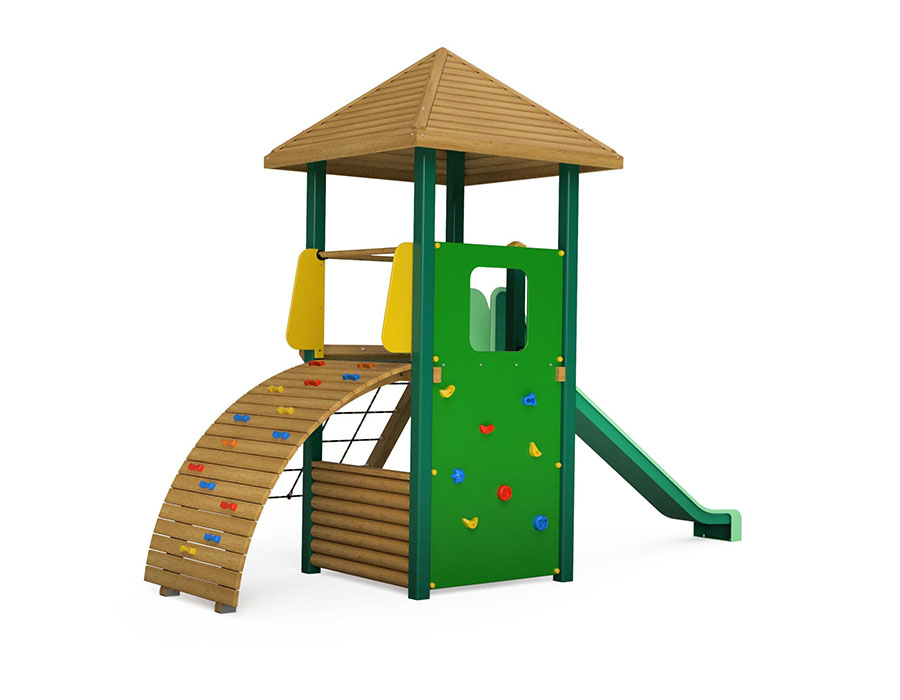 Spielturm-Kombination Holz/Aluminium
