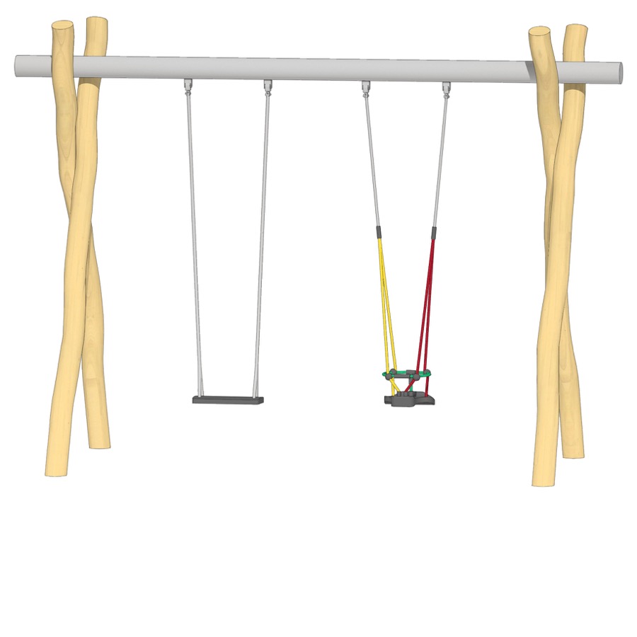 Schaukel 2-fach LH250cm, Querrohr Stahl verzinkt, 1 Kleinkind-Schaukelsitz