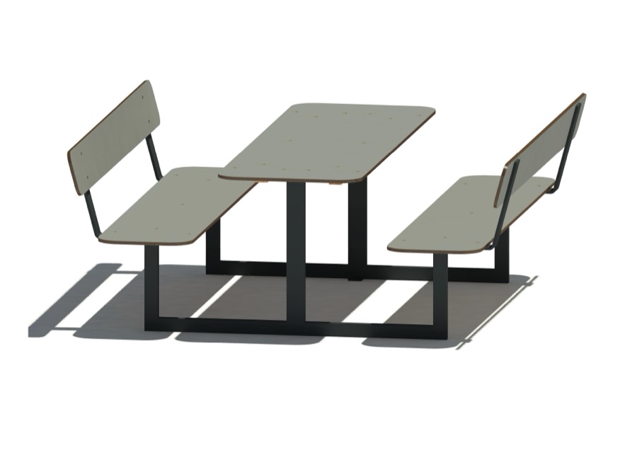 Bank-Tisch-Bank-Kombination mit Lehne 15002 (HPL)