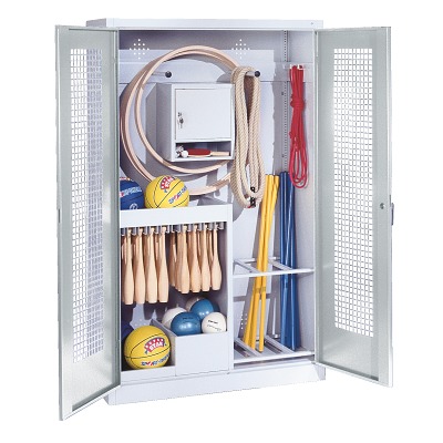 C+P Sportgeräteschrank mit Lochblech-Flügeltüren (Typ 1), HxBxT 195x120x50 cm