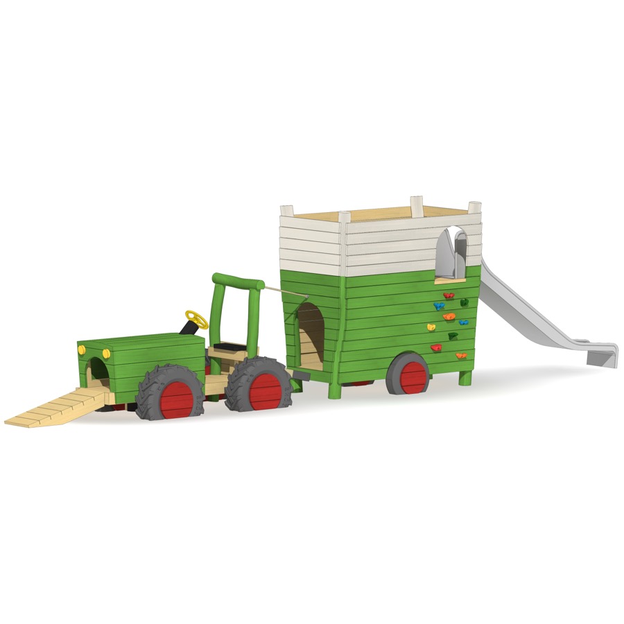 Kleiner Traktor mit Lesewagen