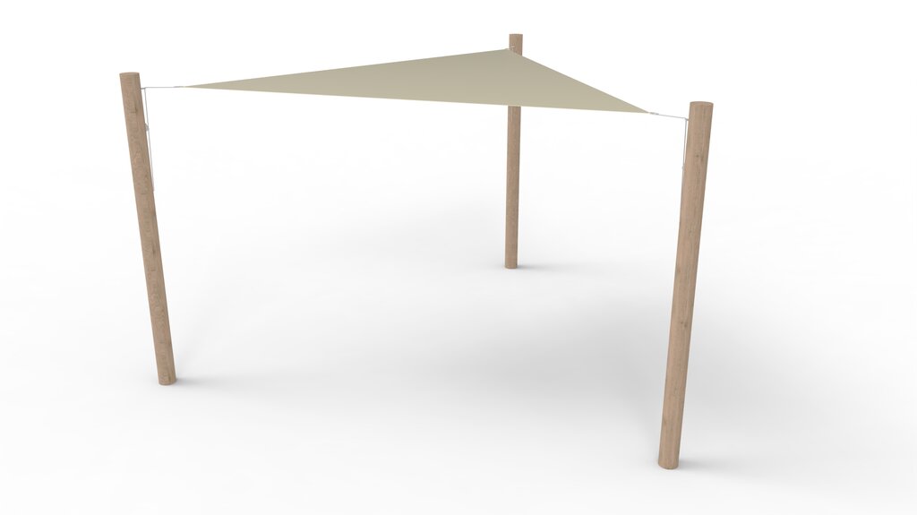 PE-Sonnensegel-System 1 Segel (3x3x3 m) + 3 Pfosten