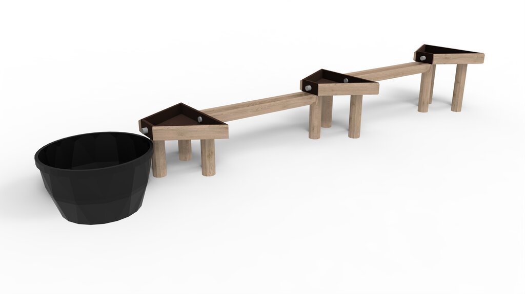 Wasserspiel mit dreieckiger Bodex-Wanne