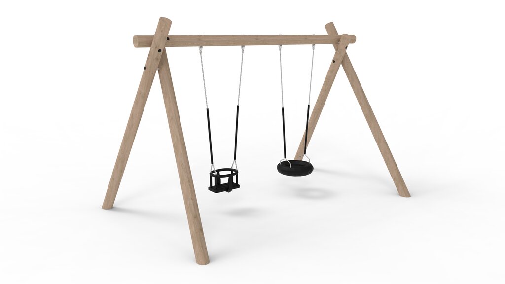 Schaukel mit A-Gestell, Reifensitz und Babysitz