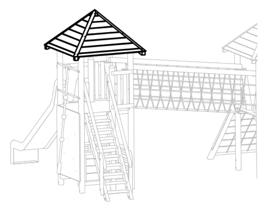 Pyramidendach zu Quadro-Turm aus Edelkastanie und Douglasie