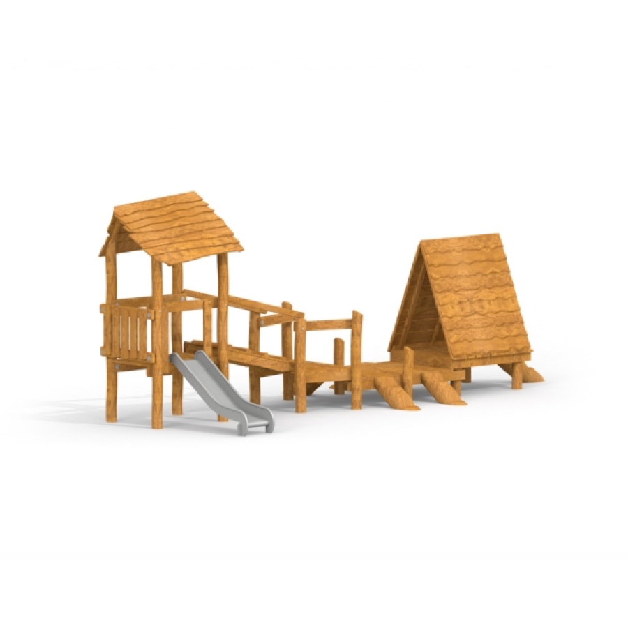 Galapagos Spielhaus mit Spielturm und Rutsche