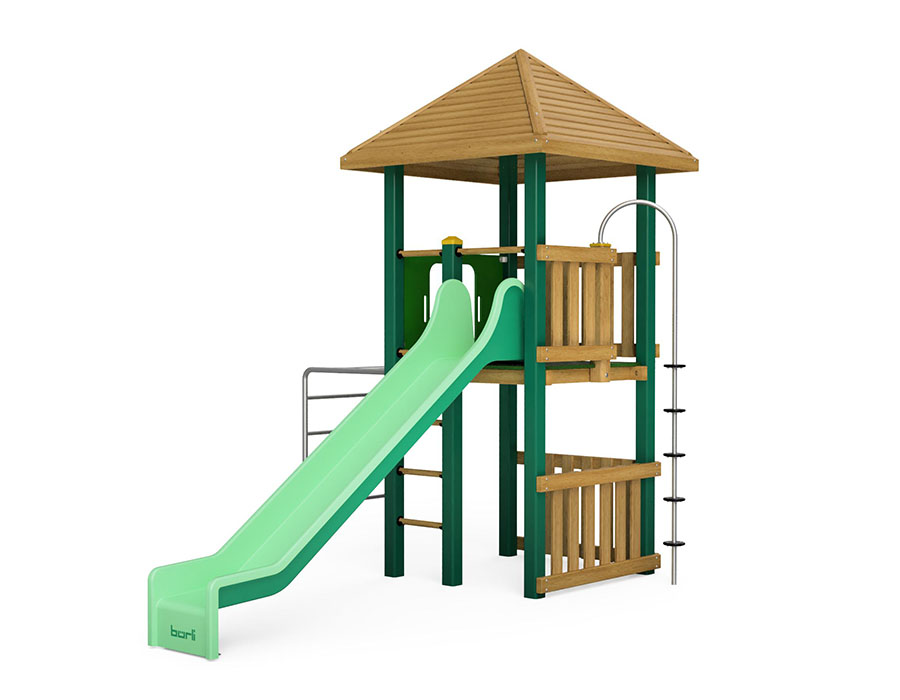 Spielturm-Kombination Holz/Aluminium