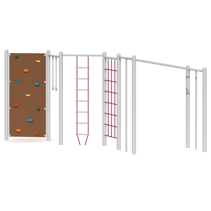 Zick-Zack-Kletterwand 4-teilig mit Hangel