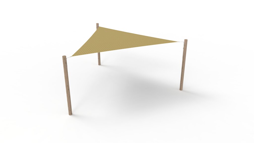 HDPE-Sonnensegel-System 1 Segel (4.2x4.2x4.2 m) + 3 Pfosten