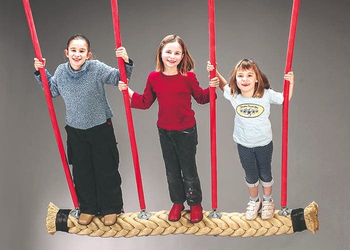 Trio-Schaukel mit Ketten in Edelstahl