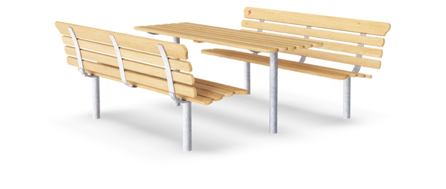 Tisch mit 2 Parkbänken NRO215