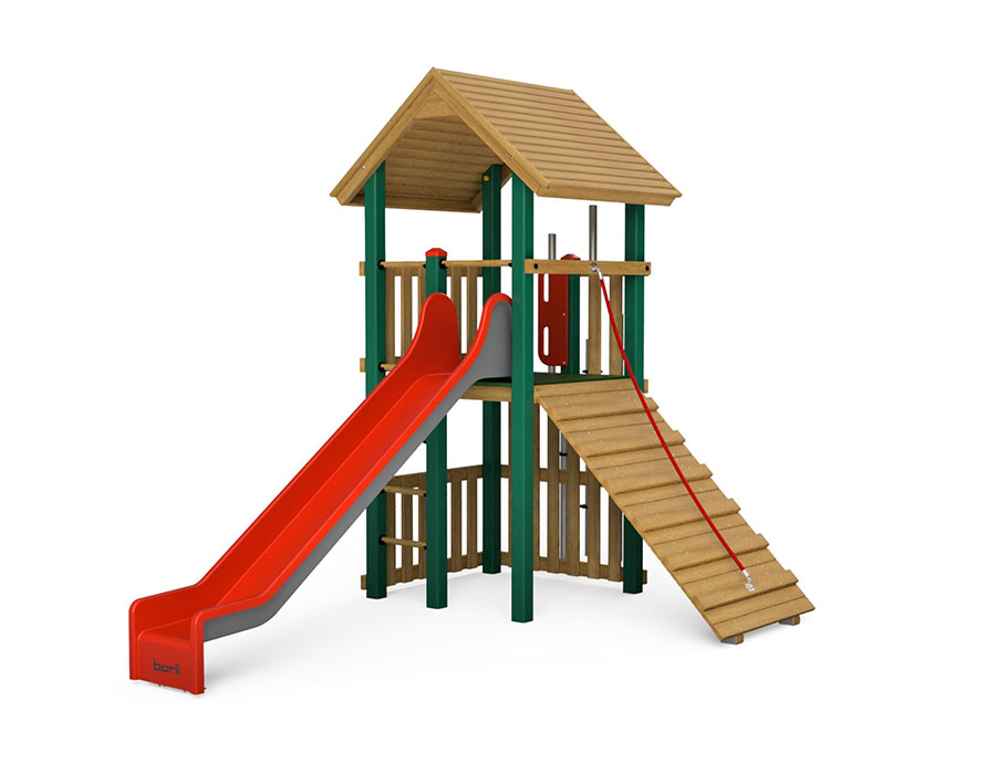 Spielturm-Kombination Holz/Aluminium