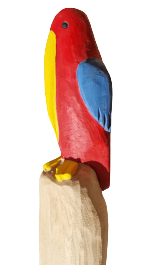 Pfostenkopf/Schnitzfigur Vogel rot -