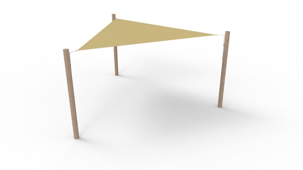 HDPE-Sonnensegel-System 1 Segel (3.6x3.6x3.6 m) + 3 Pfosten