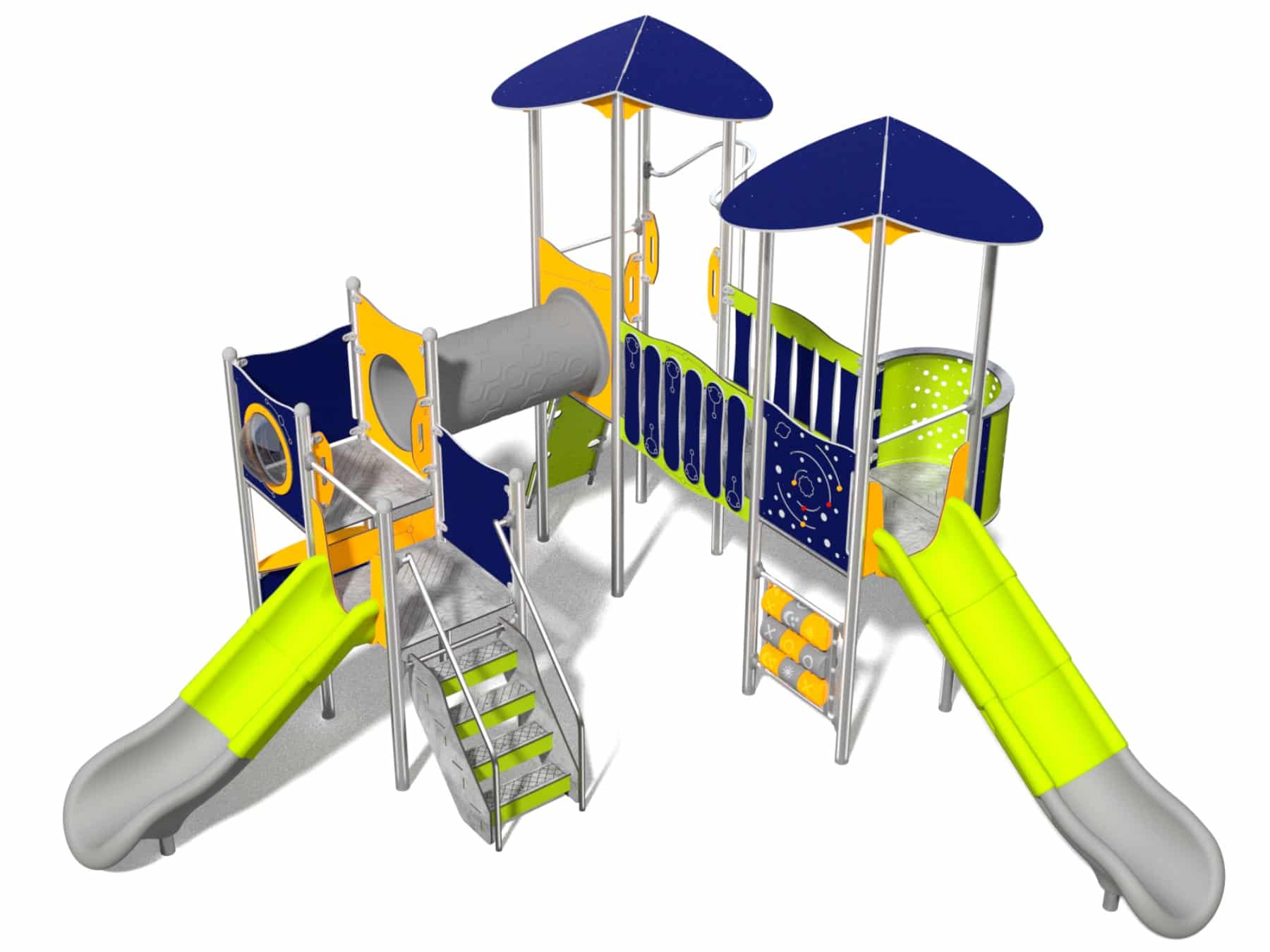 Dreispurenset mit Rutsche und Brücke für Spielplatz