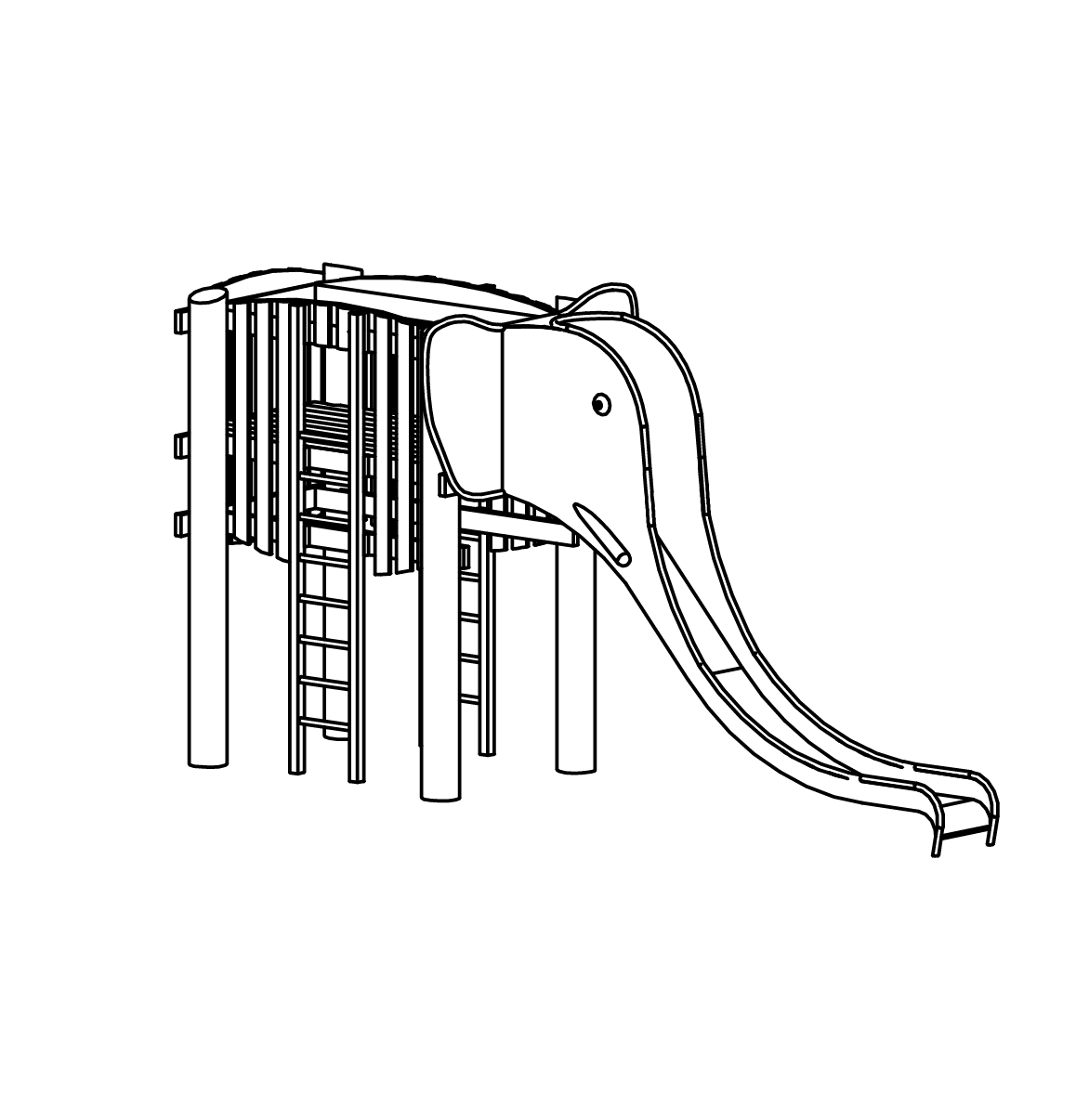 Elefant mit Rüsselrutsche