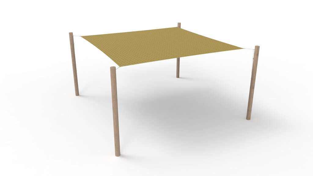 HDPE-Sonnensegel-System 1 Segel (3.6x3.6 m) + 4 Pfosten