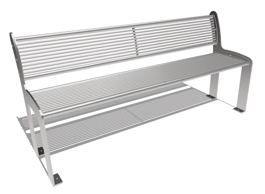 Banc Genève avec dossier, en acier inox