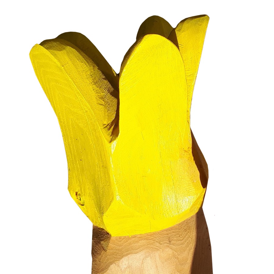 Pfostenkopf/Schnitzfigur Tulpe gelb -