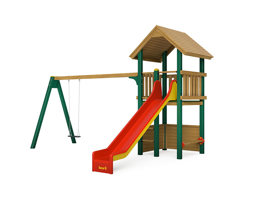 Spielturm-Kombination Holz/Aluminium