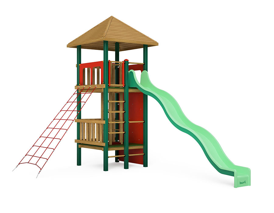 Spielturm-Kombination Holz/Aluminium