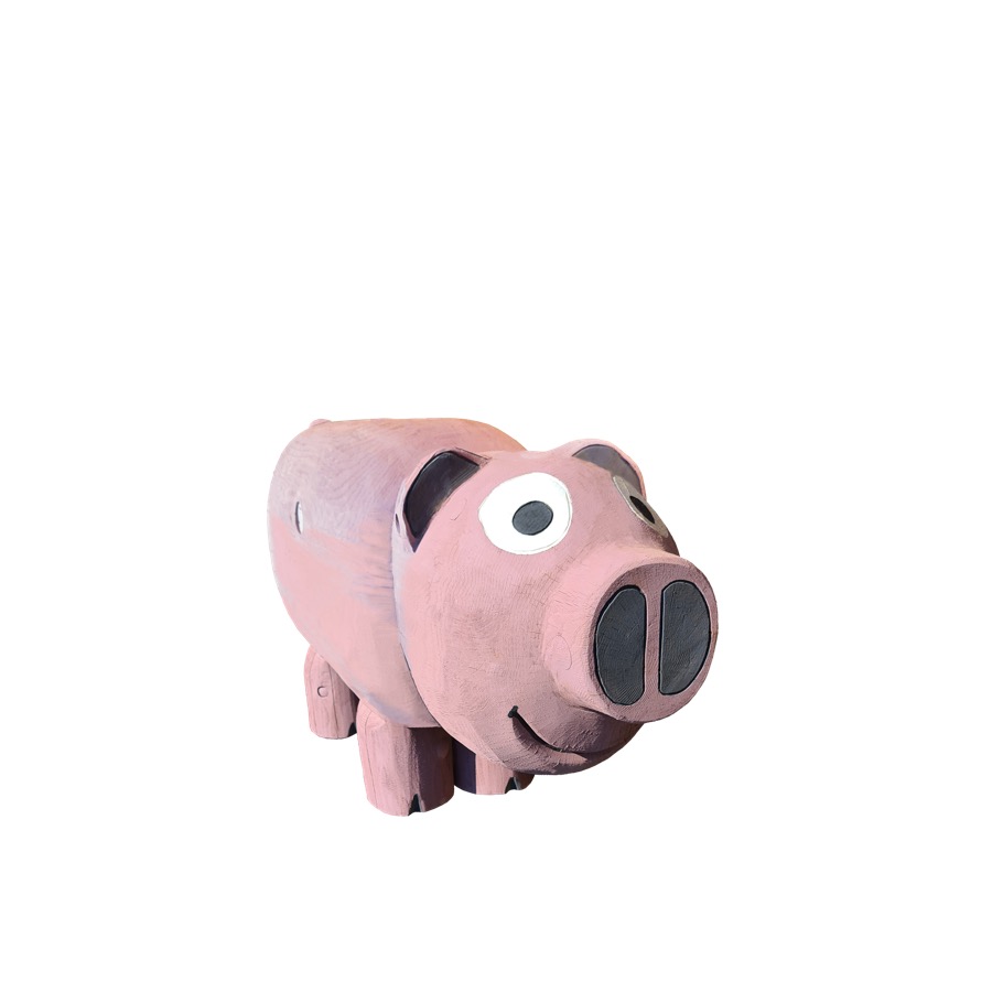 Schnitzfigur Schwein, 4 Holzfüße -