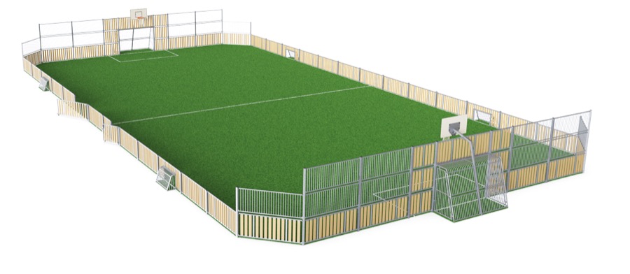 MUGA, 20 x 39 m, Seitenhöhe 1 m, Holzoptik FRE600403