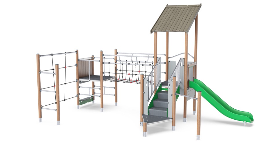 2-Turm-Spielanlage mit Netz & Stufen PCW212121