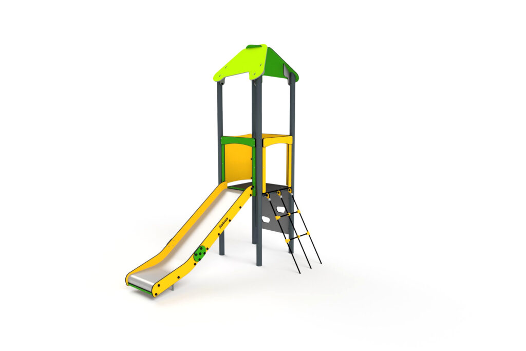 11007 Turm mit Rutsche, Kletterwand und kletternetz
