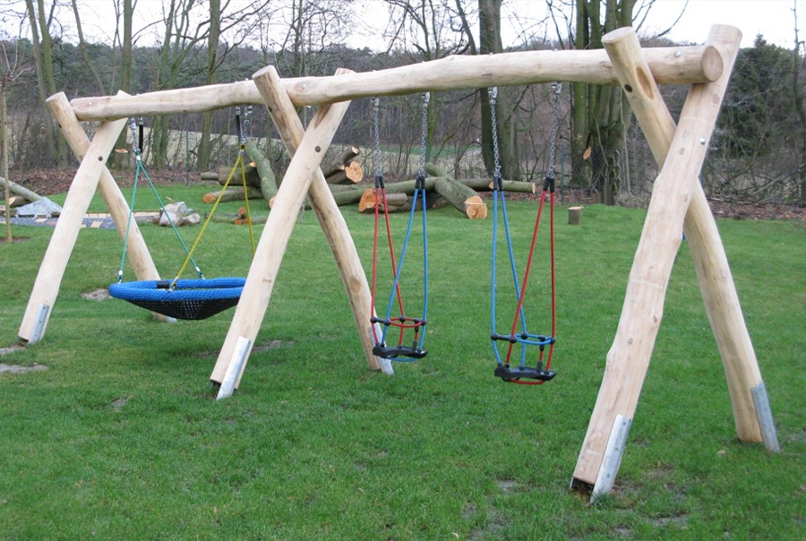 Schaukel-Nestkorb-Kombi 2-fach LH210cm, 2 Kleinkind-Schaukelsitze