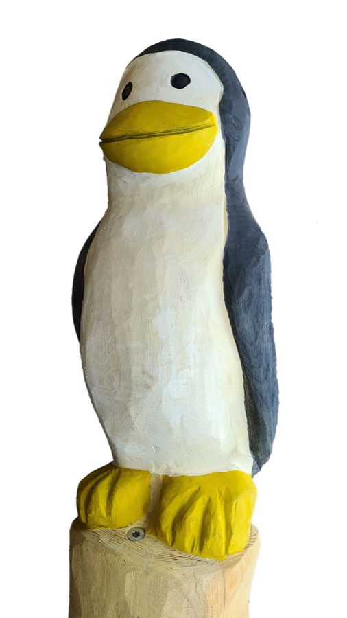 Pfostenkopf/Schnitzfigur Pinguin -