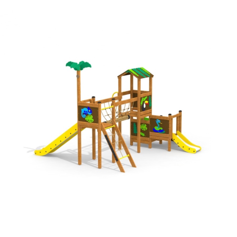 Dschungelbrücke Spielturm mit Rutschen