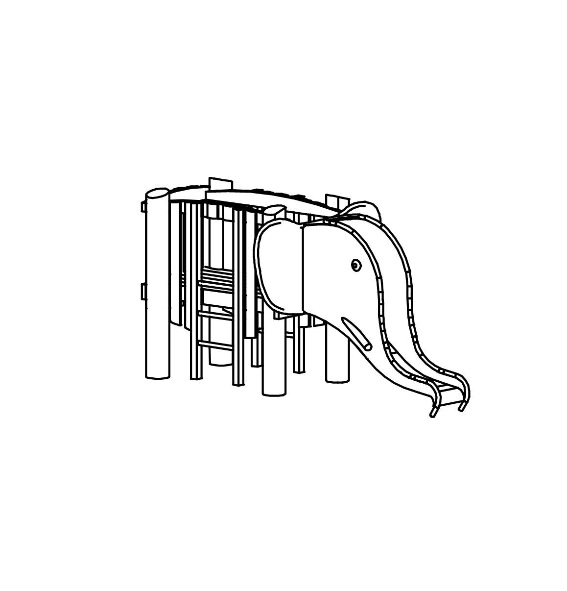 Kleiner Elefant mit Rüsselrutsche