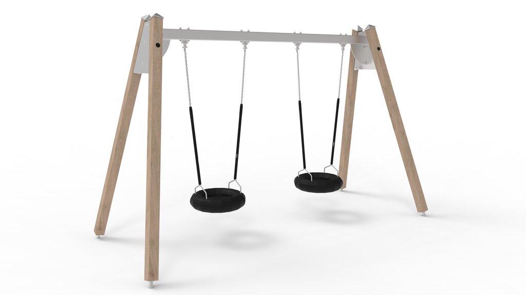 Stahlschaukel mit LVL-Pfosten und 2 Reifensitzen